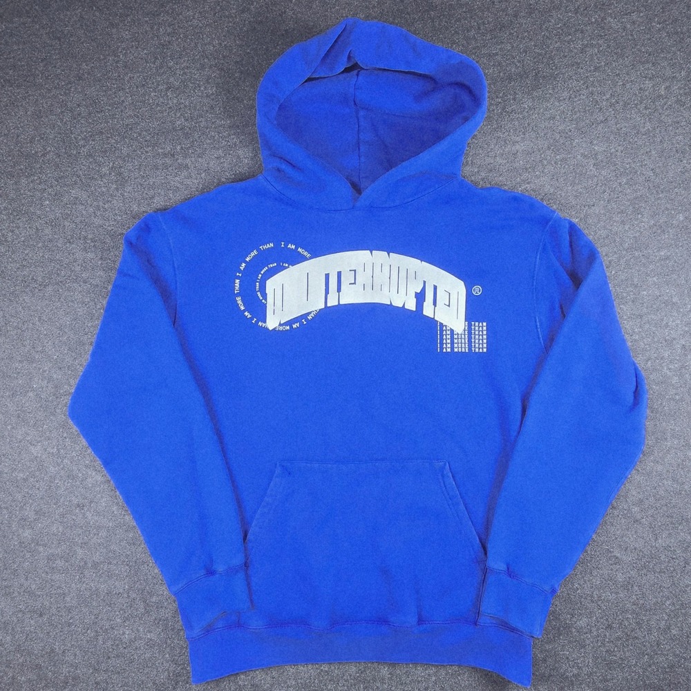 Uninterrupted Men's Blue Cotton Long Sleeve Pullover Hoodie Sweatshirt Size L